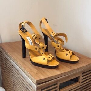 Jimmy Choo gorgeous yellow Prize platform sandals size 9.5.